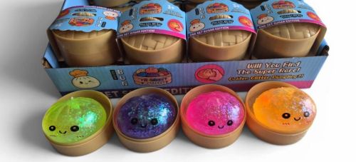 Mini Glitter Neon Dumpling Squishy toys in assorted colors