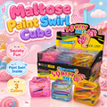 Maltose Paint Swirl Cube squishy toy in assorted translucent colors