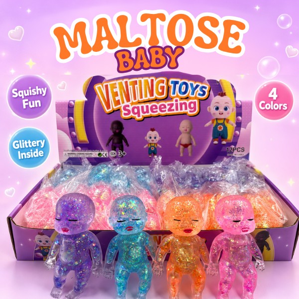 Maltose Baby Squishy glitter sensory toys in assorted colors
